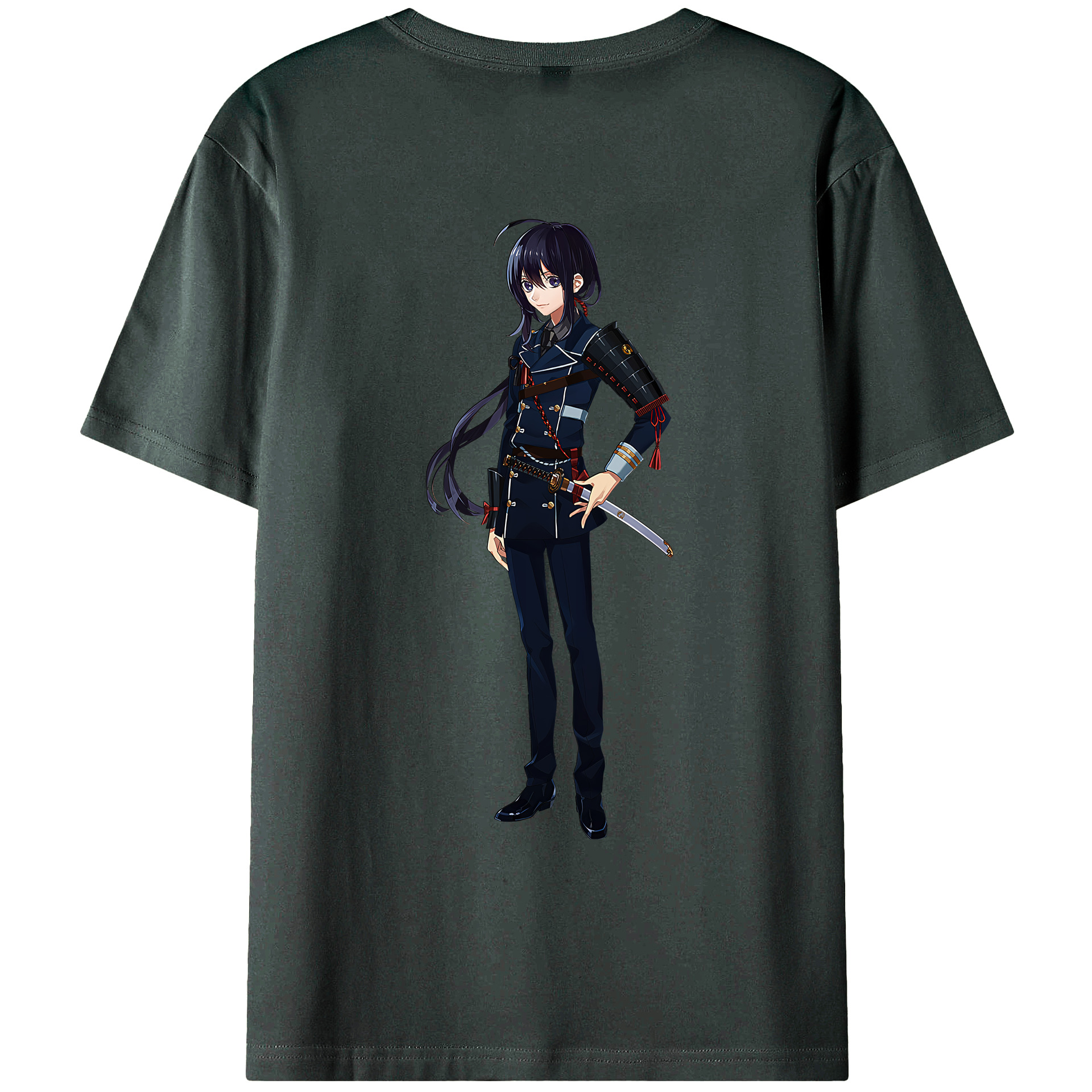 （画像用） 刀剣乱舞 Touken Ranbu 綿100％ メンズ半袖Tシャツ（バックプリント） 通気性